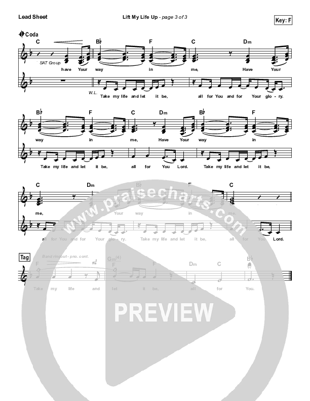 Lift My Life Up Lead Sheet (Unspoken)