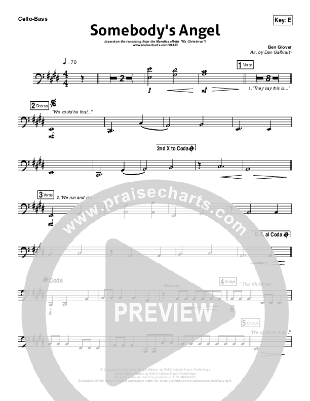 Somebody's Angel Cello/Bass (Mandisa)