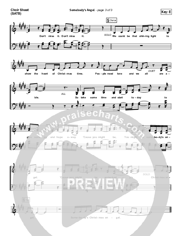 Somebody's Angel Choir Sheet (SATB) (Mandisa)