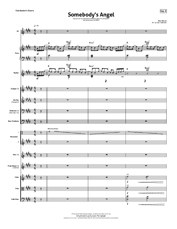 Somebody's Angel Conductor's Score (Mandisa)