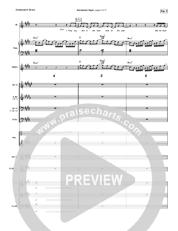Somebody's Angel Conductor's Score (Mandisa)