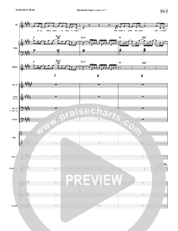 Somebody's Angel Conductor's Score (Mandisa)