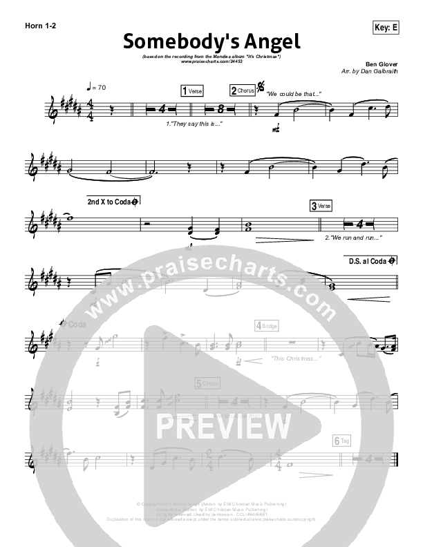 Somebody's Angel French Horn 1/2 (Mandisa)