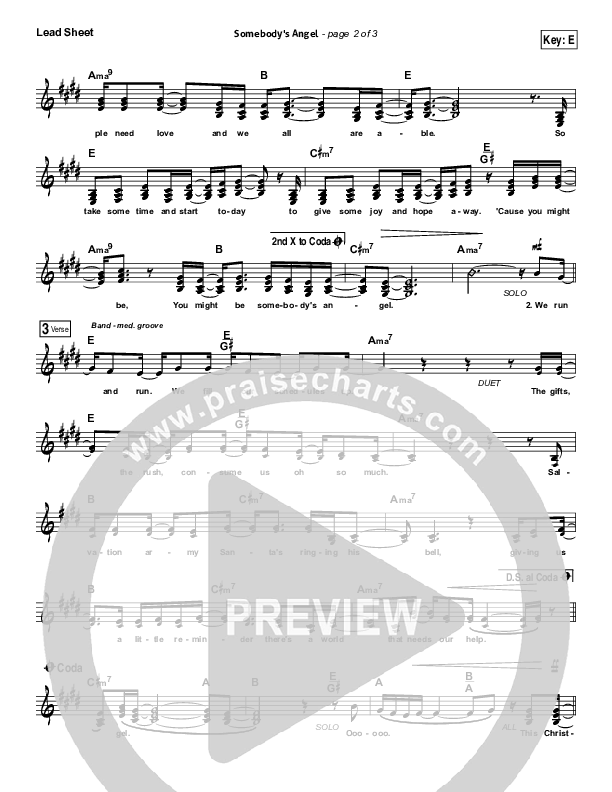 Somebody's Angel Lead Sheet (Mandisa)