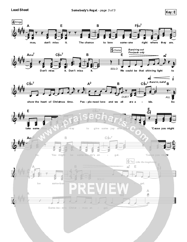 Somebody's Angel Lead Sheet (Mandisa)