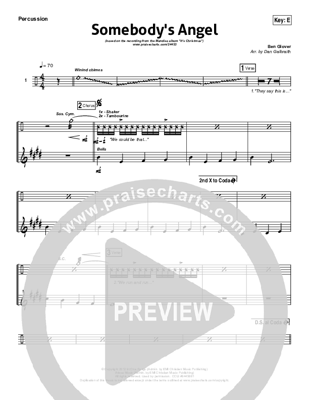 Somebody's Angel Percussion (Mandisa)