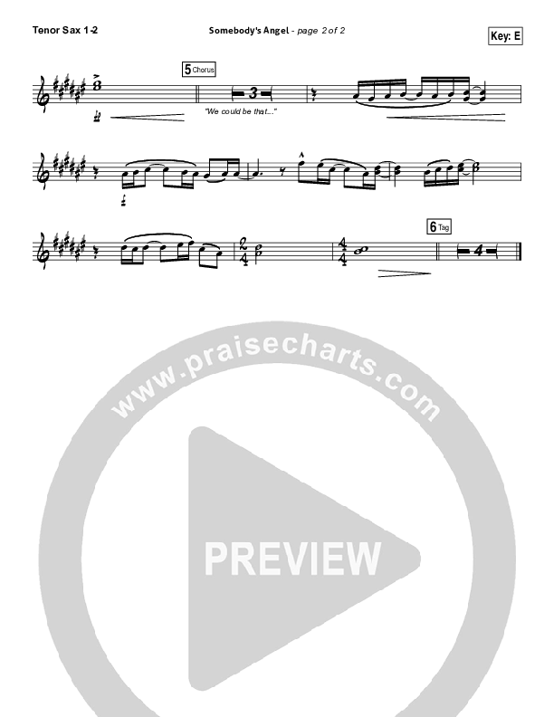 Somebody's Angel Tenor Sax 1/2 (Mandisa)