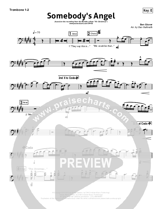 Somebody's Angel Trombone 1/2 (Mandisa)