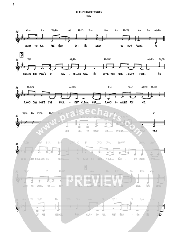 O For A Thousand Tongues (Instrumental) Choir Sheet (David Ayers)