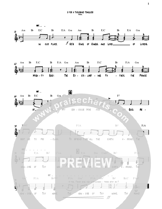 O For A Thousand Tongues (Instrumental) Choir Sheet (David Ayers)