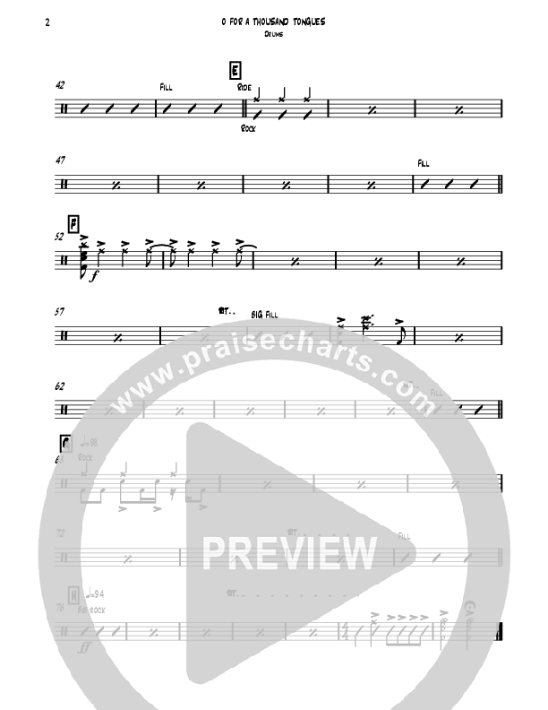 O For A Thousand Tongues (Instrumental) Drum Set (David Ayers)