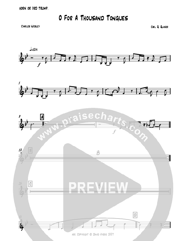O For A Thousand Tongues (Instrumental) French Horn (David Ayers)