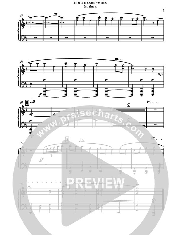 O For A Thousand Tongues (Instrumental) Synth (David Ayers)