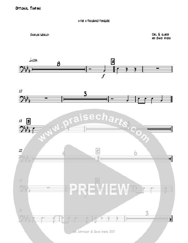 O For A Thousand Tongues (Instrumental) Timpani (David Ayers)