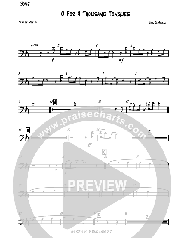 O For A Thousand Tongues (Instrumental) Trombone (David Ayers)