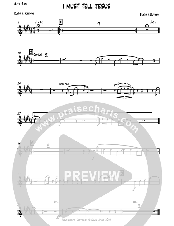 I Must Tell Jesus Alto Sax (David Ayers)