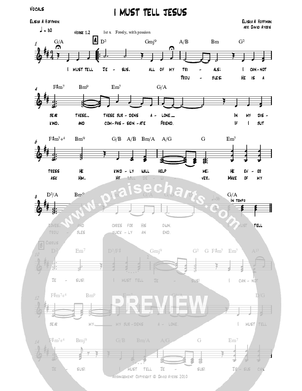 I Must Tell Jesus Choir Sheet (David Ayers)