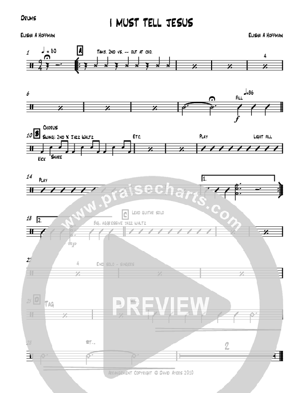 I Must Tell Jesus Drum Set (David Ayers)