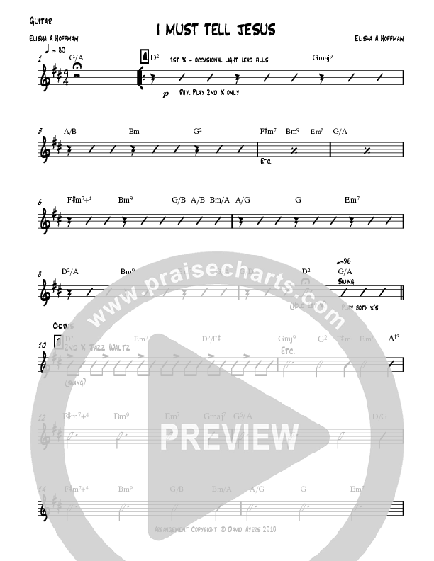 I Must Tell Jesus Guitar (David Ayers)