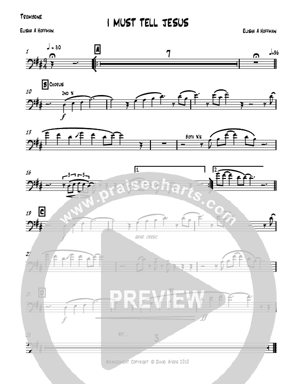 I Must Tell Jesus Trombone (David Ayers)