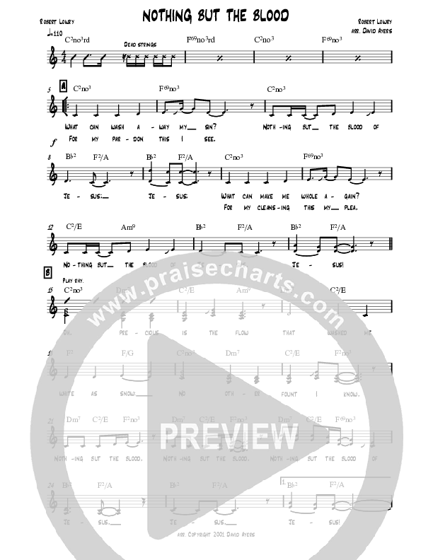 Nothing But The Blood Lead Sheet (David Ayers)