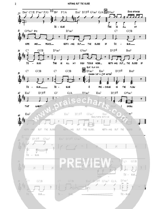 Nothing But The Blood Lead Sheet (David Ayers)