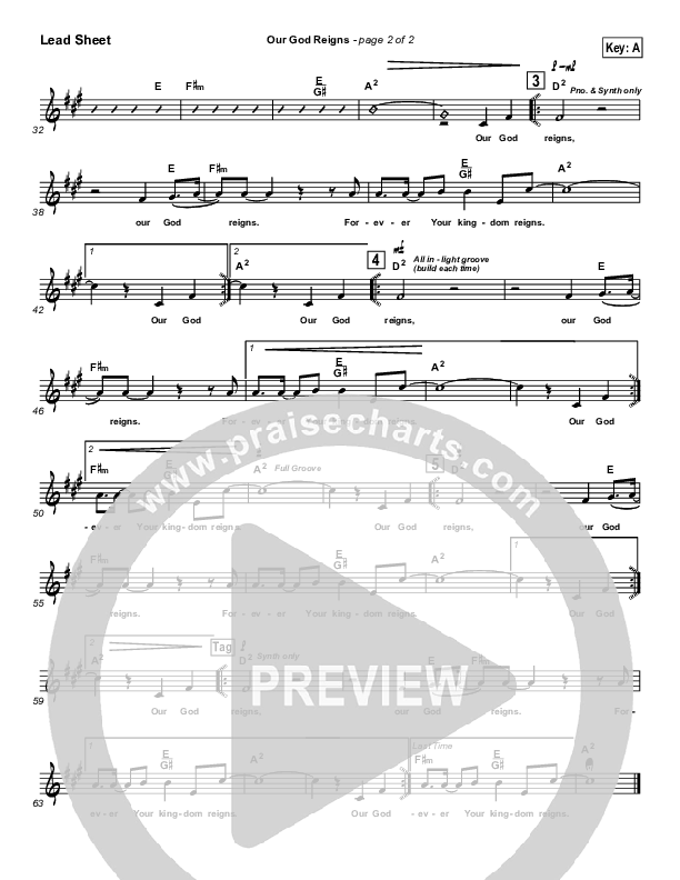 Our God Reigns Lead Sheet (Chris Tomlin / Passion)