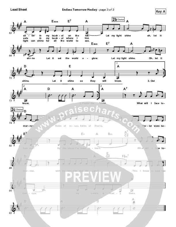 Endless Tomorrow Medley Lead Sheet (Cross Controlled / John Mccoy / Dennis Mease / Jon Patchen)