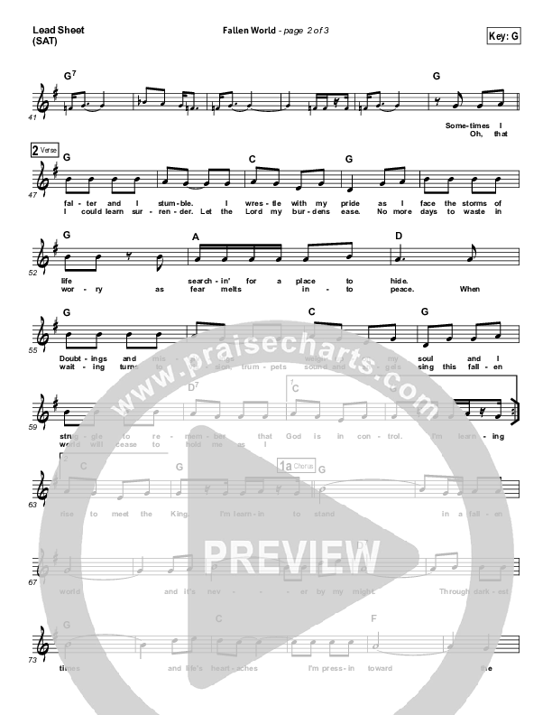 Fallen World Lead Sheet (Cross Controlled / John Mccoy / Dennis Mease / Jon Patchen)