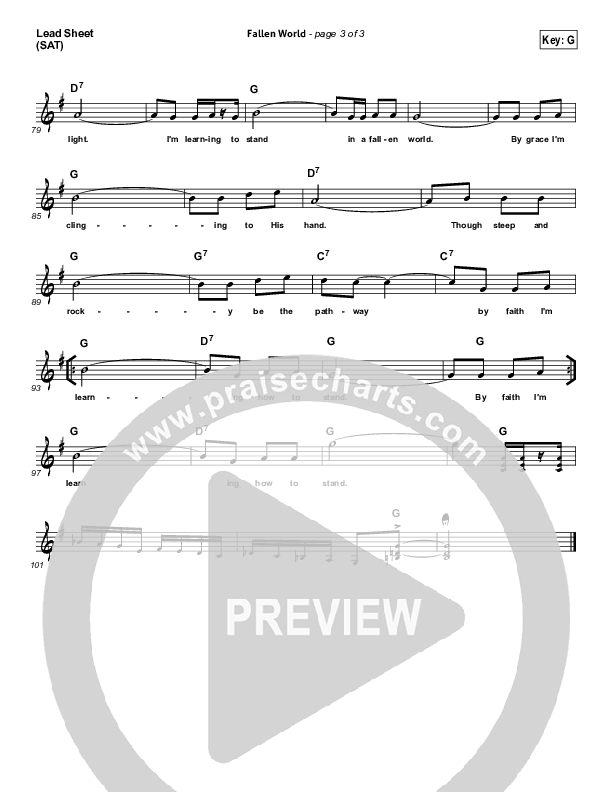 Fallen World Lead Sheet (Cross Controlled / John Mccoy / Dennis Mease / Jon Patchen)