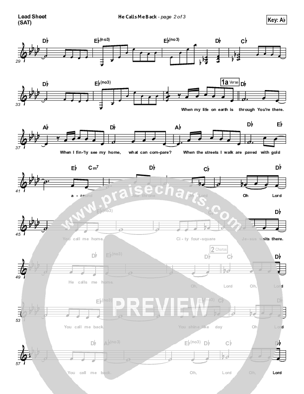 He Calls Me Back Lead Sheet (Cross Controlled / John Mccoy / Dennis Mease / Jon Patchen)