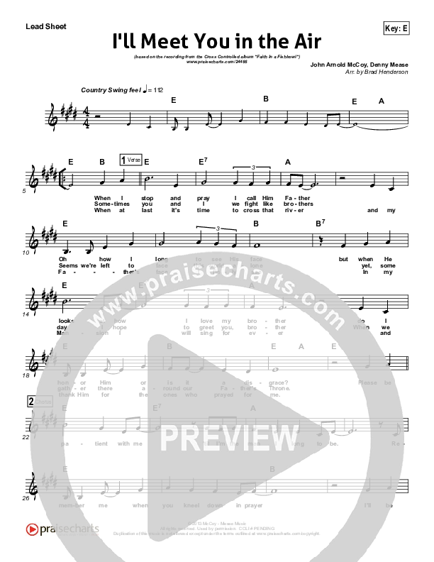 I'll Meet You In the Air Lead Sheet (Cross Controlled / John Mccoy / Dennis Mease / Jon Patchen)