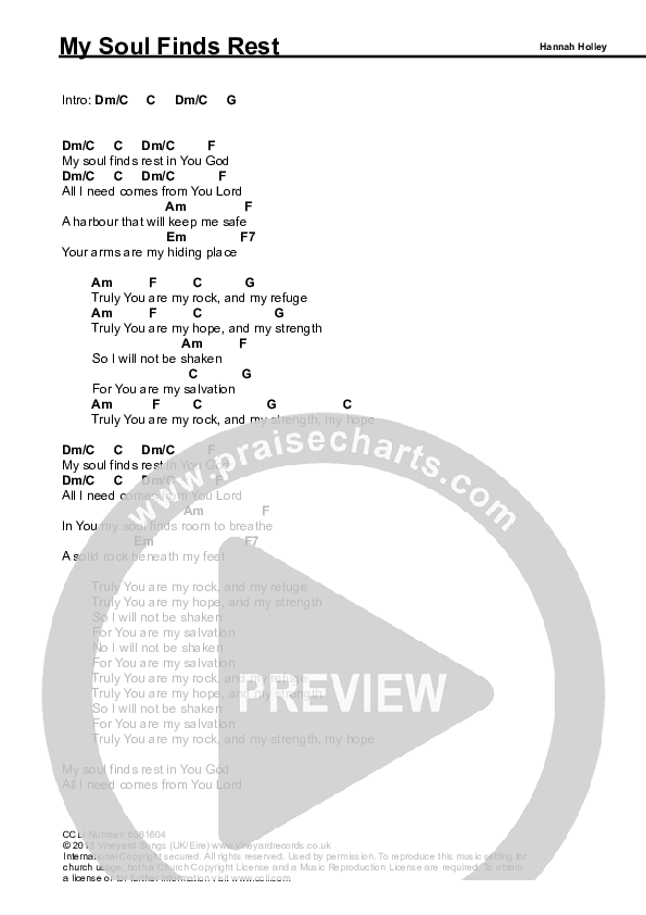 My Soul Finds Rest Chords & Lyrics (Vineyard UK)