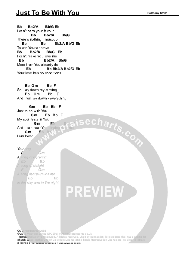 Just To Be With You Chords & Lyrics (Vineyard UK)