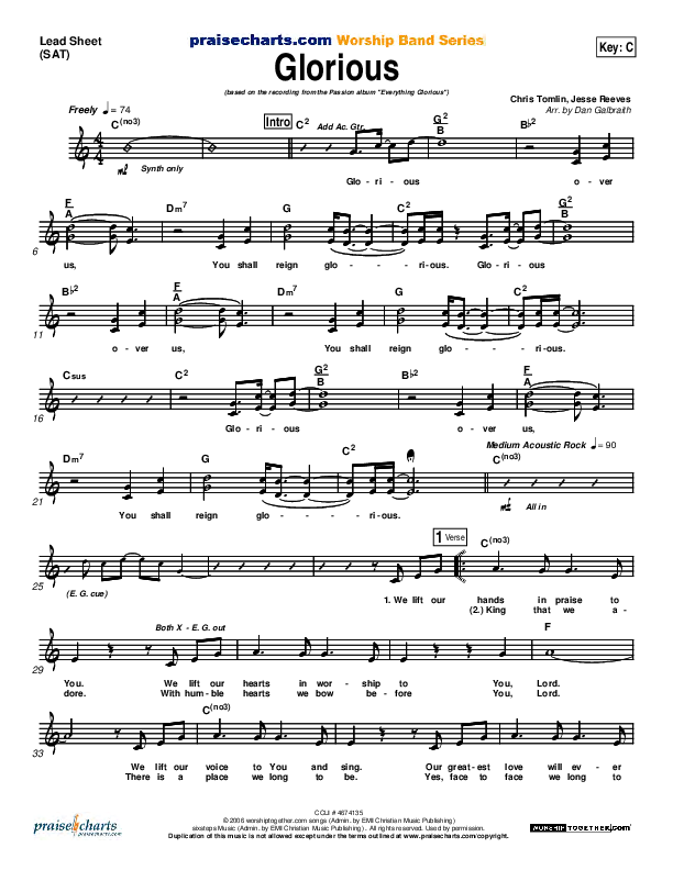 Glorious Lead Sheet (SAT) (Chris Tomlin / Passion)