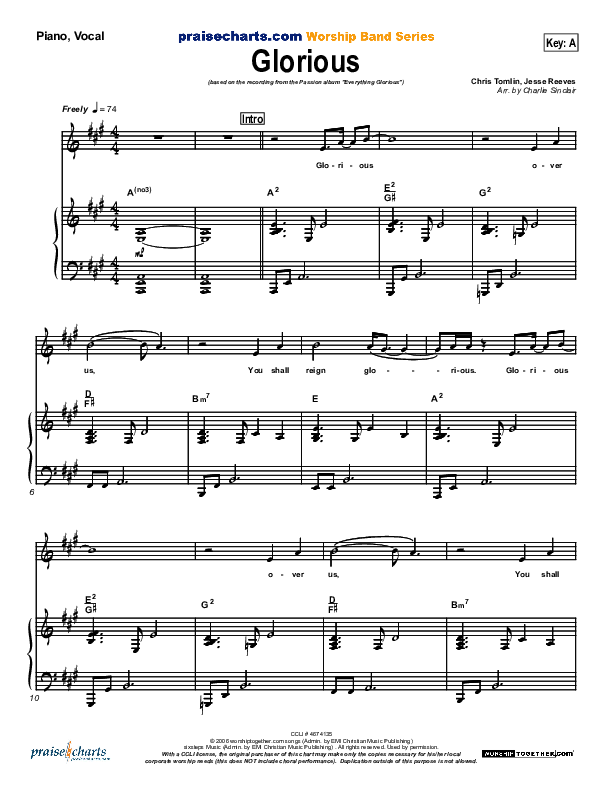 Glorious Piano/Vocal (Chris Tomlin / Passion)