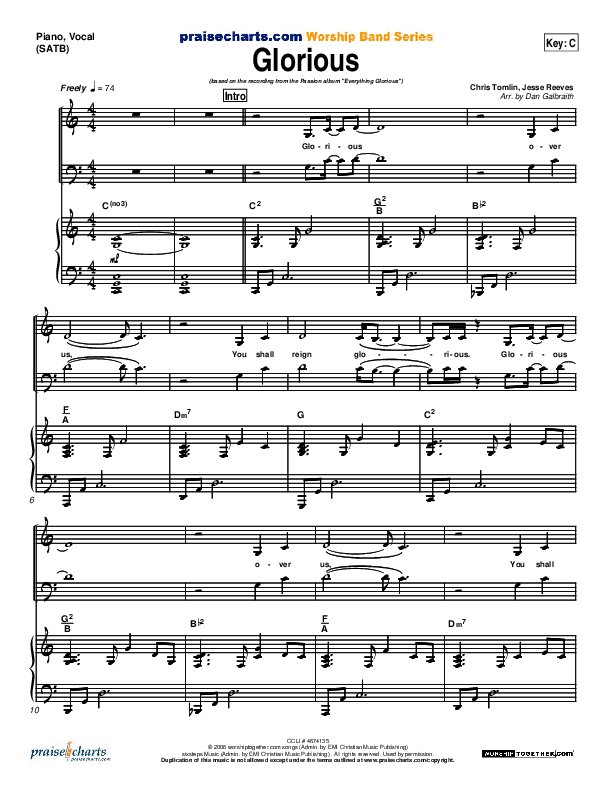 Glorious Piano/Vocal (SATB) (Chris Tomlin / Passion)