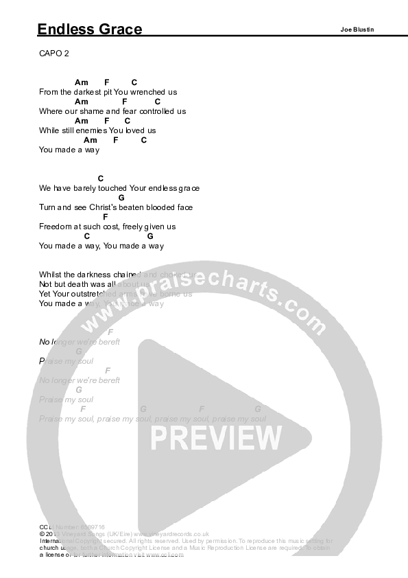 Endless Grace Chords & Lyrics (Vineyard UK)