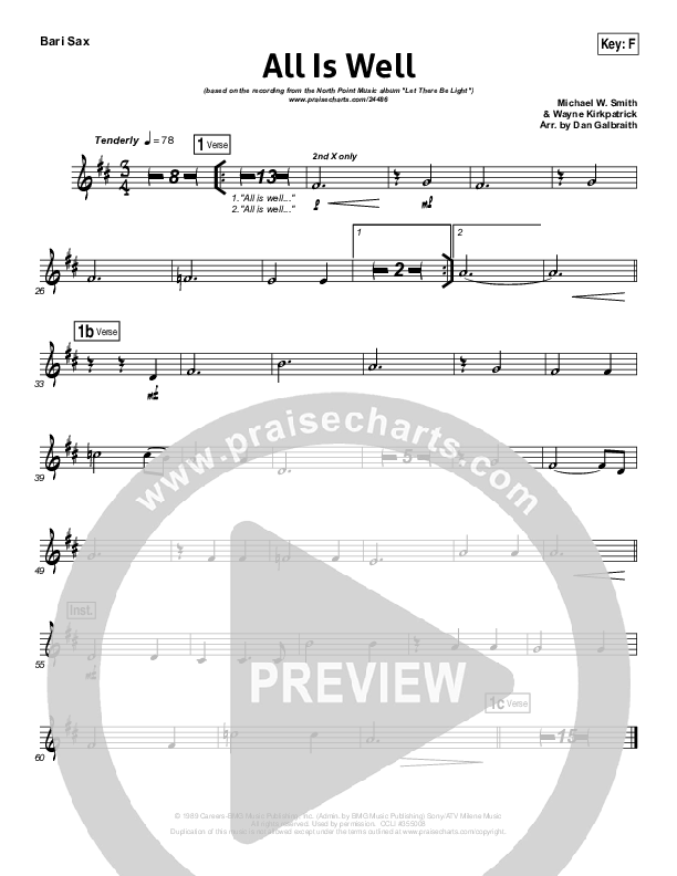 All Is Well Bari Sax (North Point Worship)