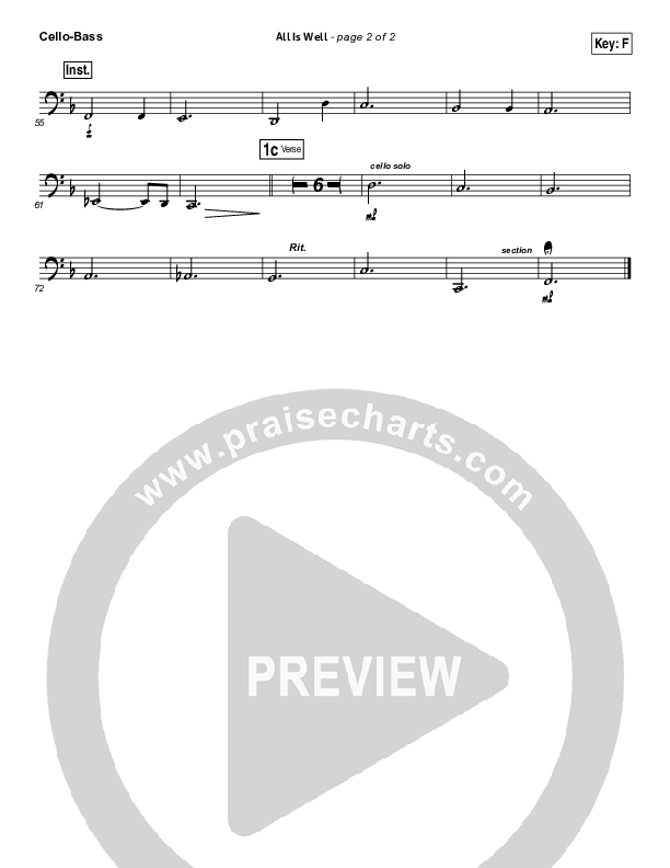 All Is Well Cello/Bass (North Point Worship)