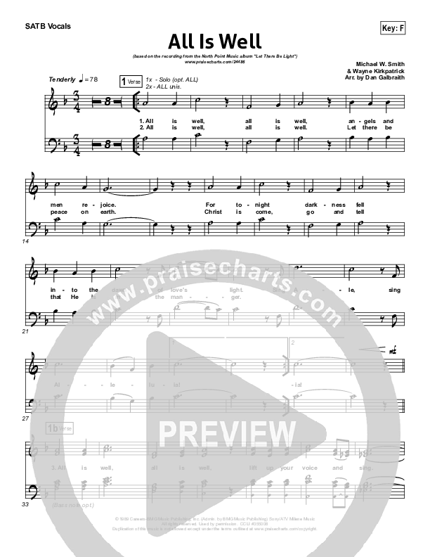 All Is Well Choir Vocals (SATB) (North Point Worship)