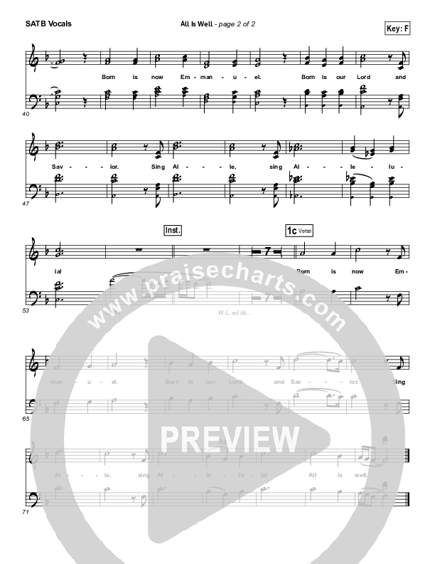 All Is Well Choir Vocals (SATB) (North Point Worship)