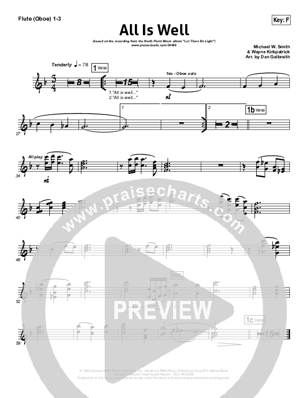 All Is Well Flute/Oboe 1/2/3 (North Point Worship)