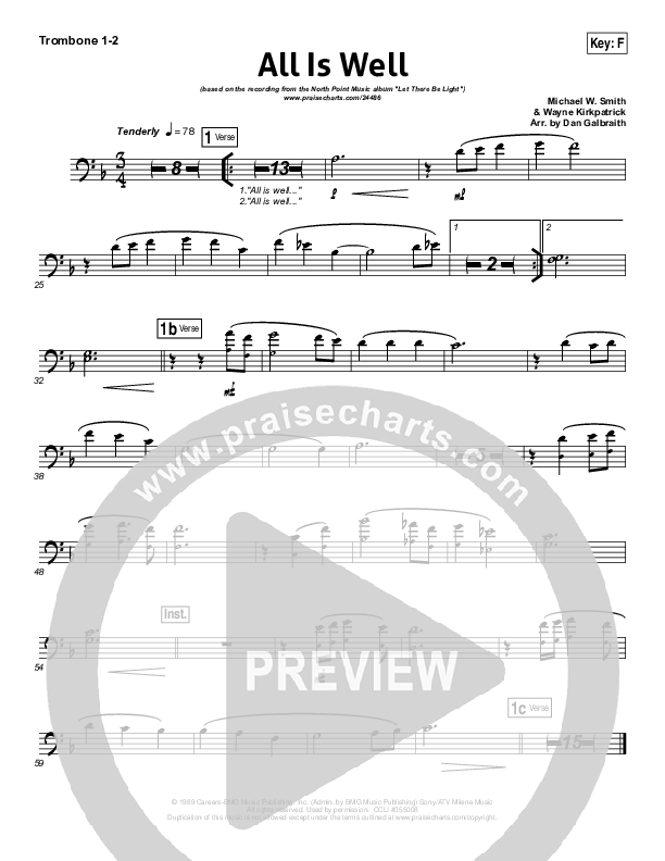 All Is Well Trombone 1/2 (North Point Worship)