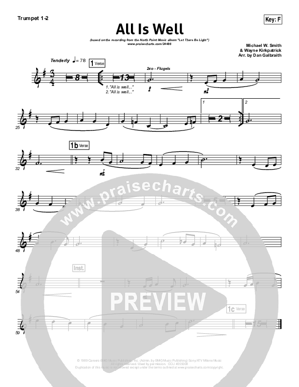 All Is Well Trumpet 1,2 (North Point Worship)