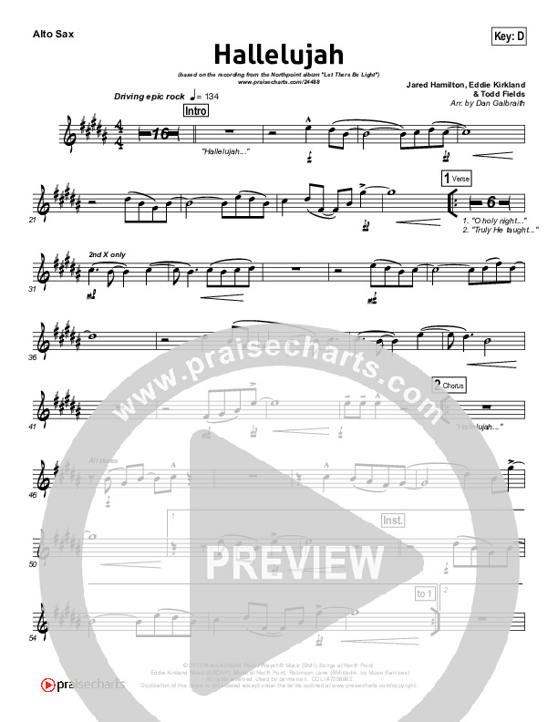 Hallelujah Alto Sax (North Point Worship)
