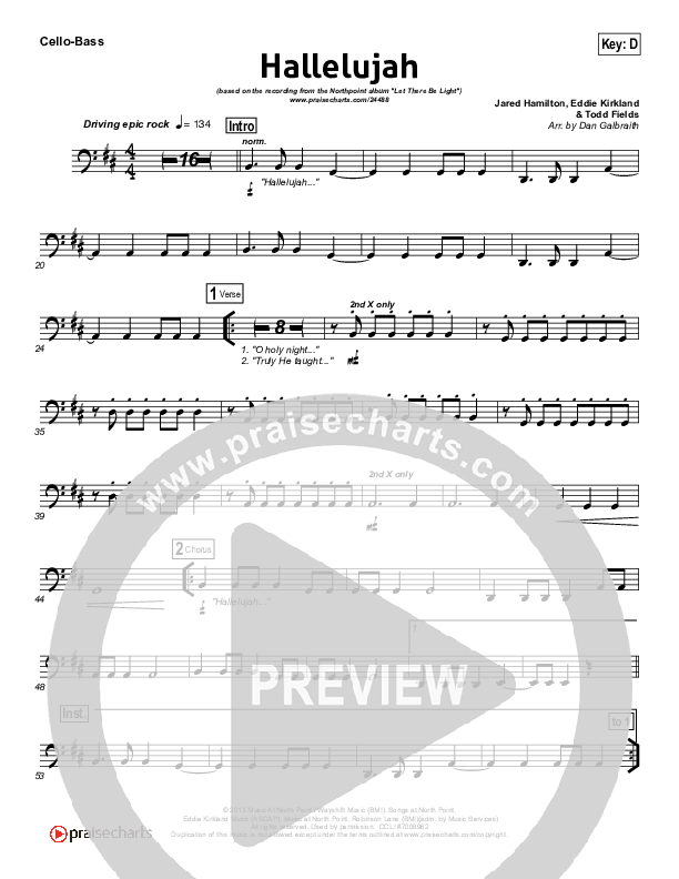 Hallelujah Cello/Bass (North Point Worship)
