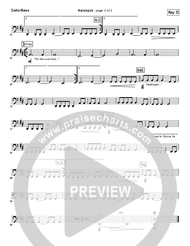 Hallelujah Cello/Bass (North Point Worship)