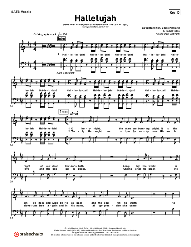 Hallelujah Choir Sheet (SATB) (North Point Worship)