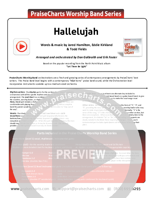 Hallelujah Cover Sheet (North Point Worship)